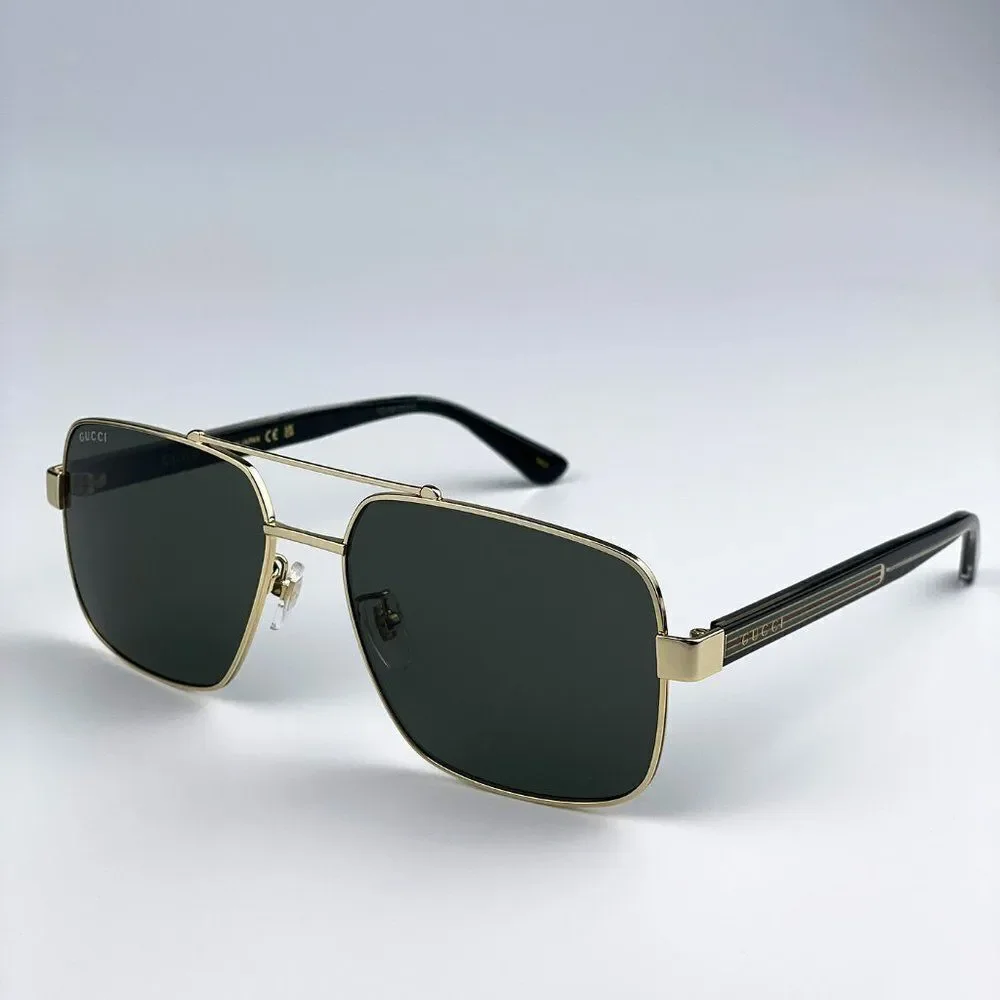 NEW Gucci GG0529S 001 Gold Black Grey Oversized Pilot Unisex Sunglasses